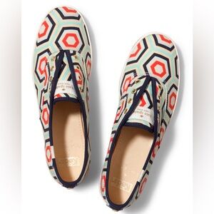 Kate Spade x Keds Hexagon Pattern Sneakers with Gold Accents